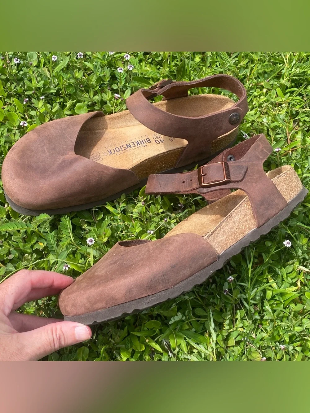 Birkenstock Messina womens oiled Brown Leather Mary Jane Sandals 40/9